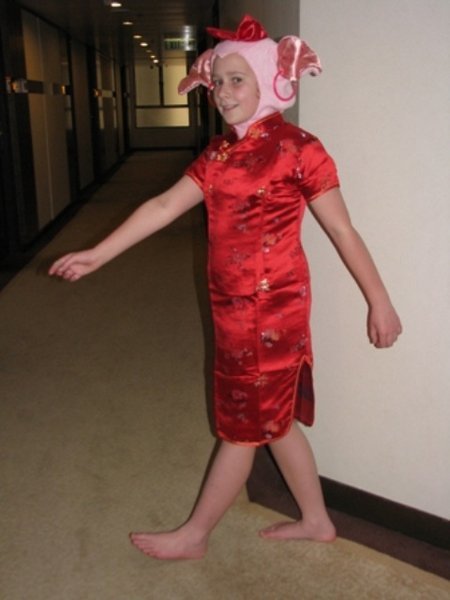 Barbara going for a walk in her new Chinese dress