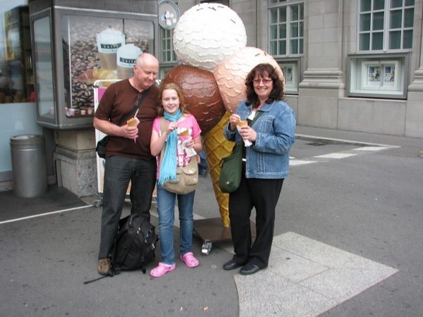 Having an ice cream in Switzerland