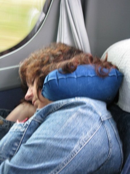 Marion sleeping on Bus