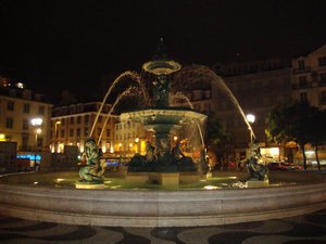 Day 3 - Rossio Fountain in Lisbon, Portugal