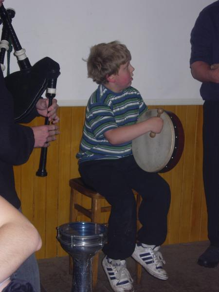 Intense drumming boy.