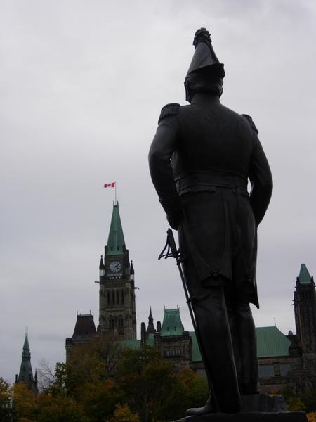 Lieutenant Colonel John By overlooking Parliament