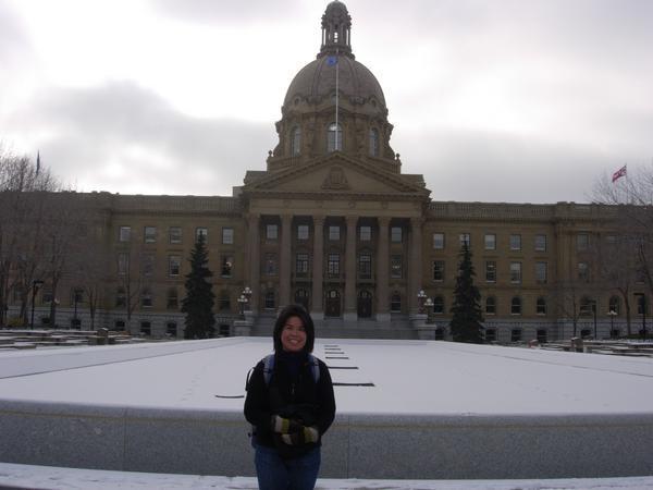 Me outside the Edmonton Legislature Buildings.