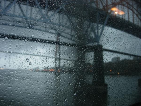 Wet and rainy view from the train