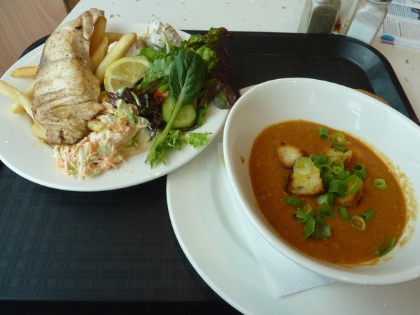 Grilled Blue eye and the restaurant's famous smoked seafood soup