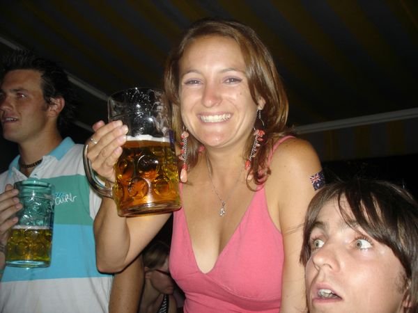Moo with her massive beer