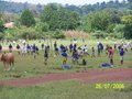 The kids and Volunteers playing some soccer
