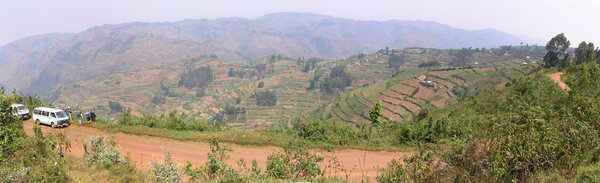 Panoramic Ugandan road stop