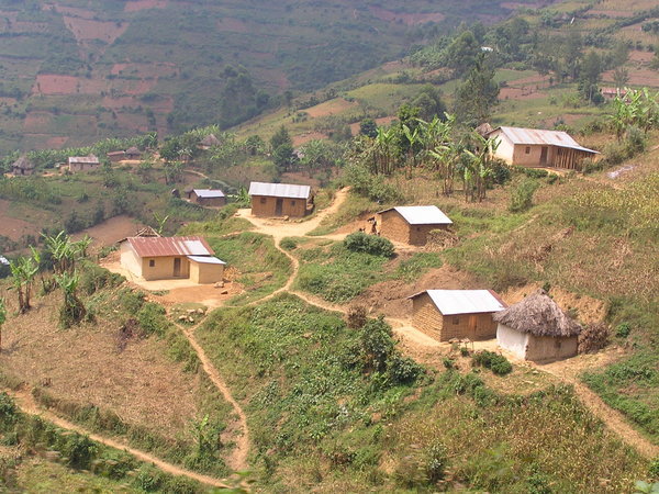 Little huts on the slopes of Uganda