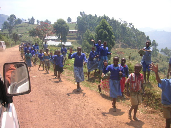 School kids walking to or from school