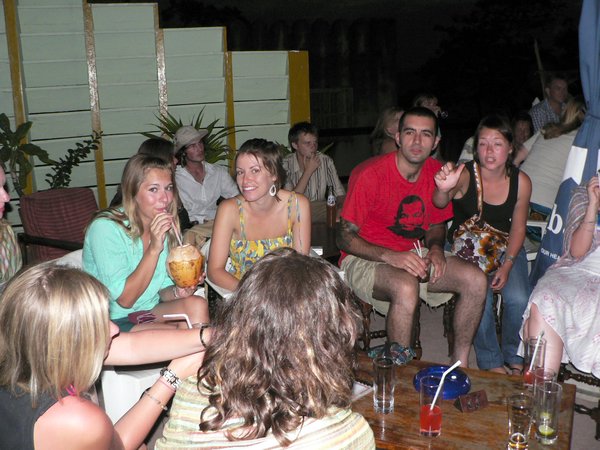 Enjoying a few drinks on our first night in Zanzibar