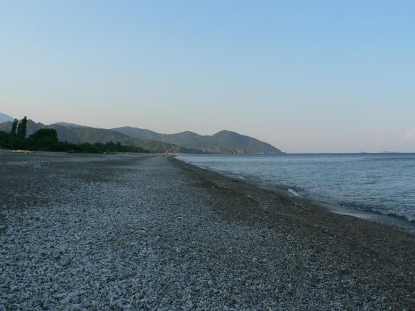 The pebbled beach in Olympos