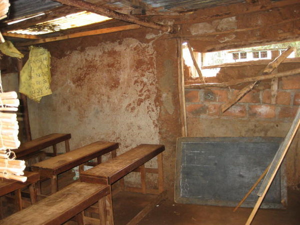 Classroom at ACCES' Imbale School that needs repair