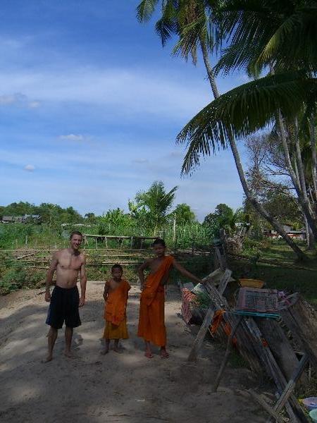 With the monks after a swim