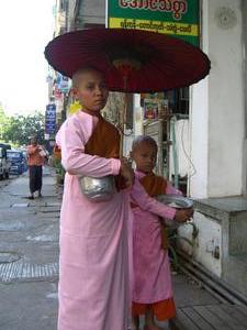 Buddhist Nuns Collecting the morning offering