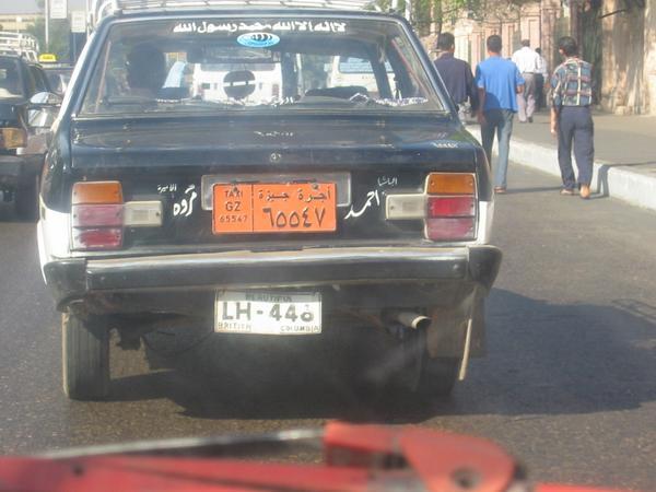 Canadian license plat in Egypt