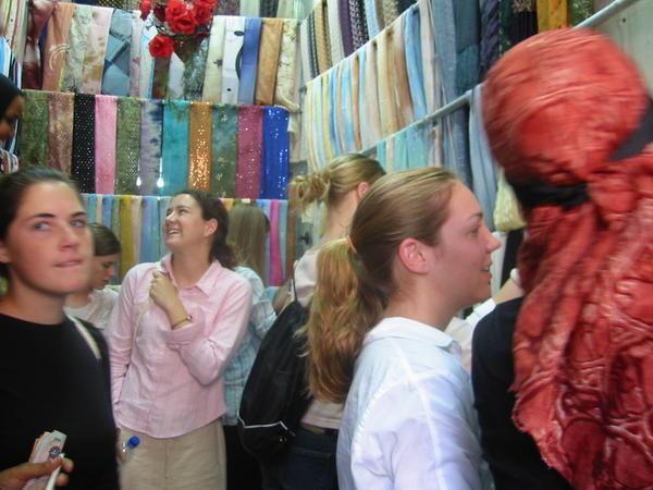 Some of the gals shopping for head coverings