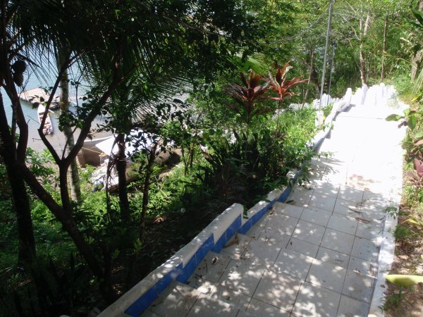 the stairs to the hostel dock
