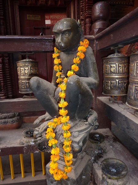 Monkey sculpture in a temple.