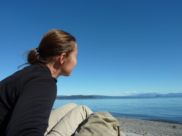 Blue sky and Lake Taupo itself
