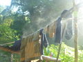 Steaming clothes