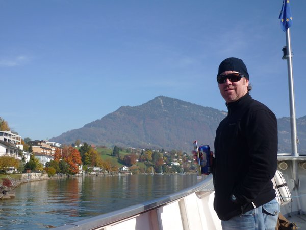 Martin on the Lucerne to Vitznau Boat