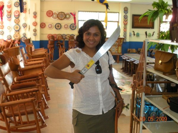 Ritu posing with the weapon