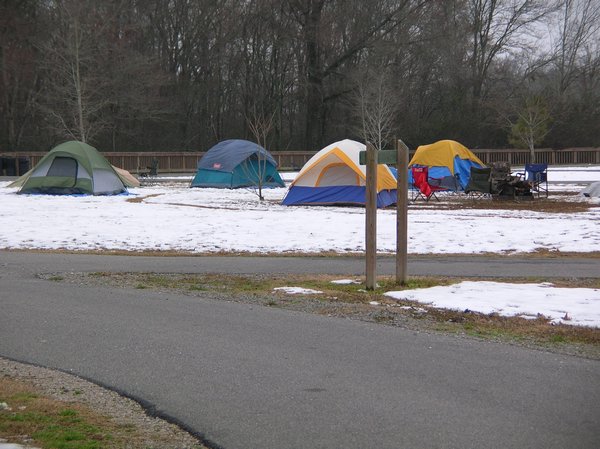 Crazy campers in tents