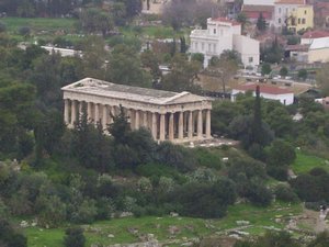 temple looking over the ancient agora