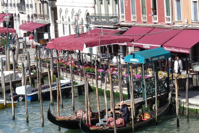 Gondolas and cafe front 