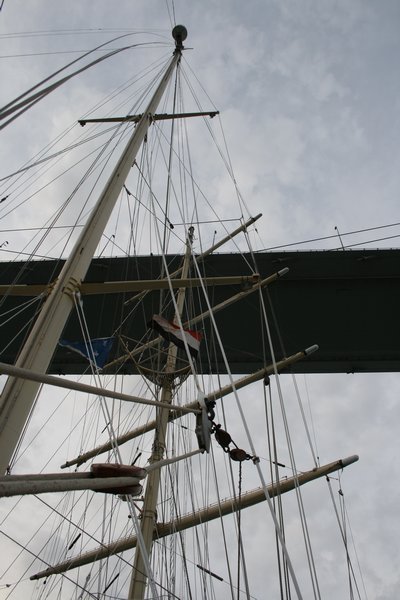 Star Clipper's masts under the Peace Bridge