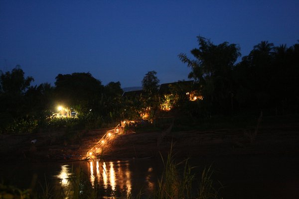 Lit path to the river