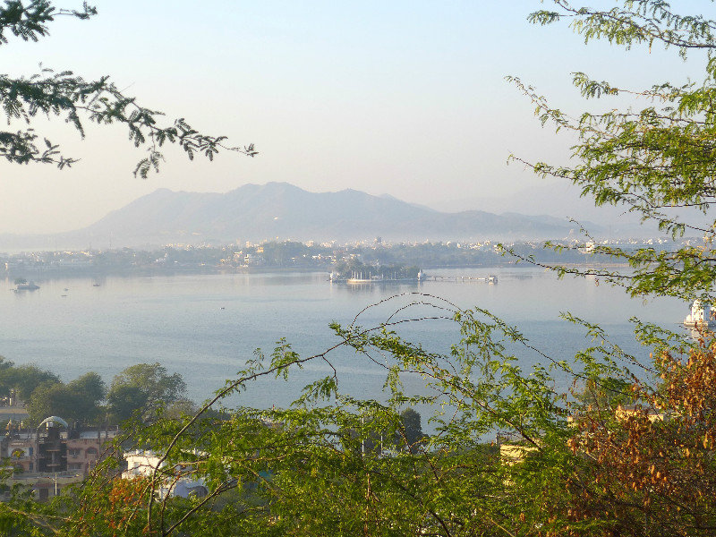 Overlooking Fateh Sagar Lake, with Udaipur in the distance