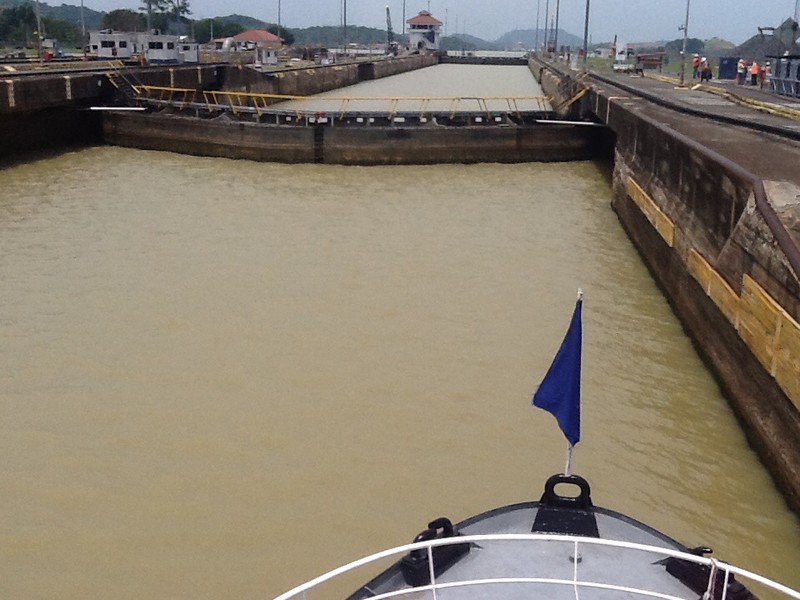 Our ferry in position in the Pedro Miguel locks of the Panama Canal