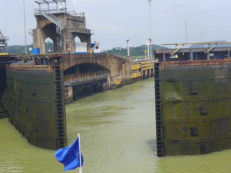 Riveted gates of the Pedro Miguel locks