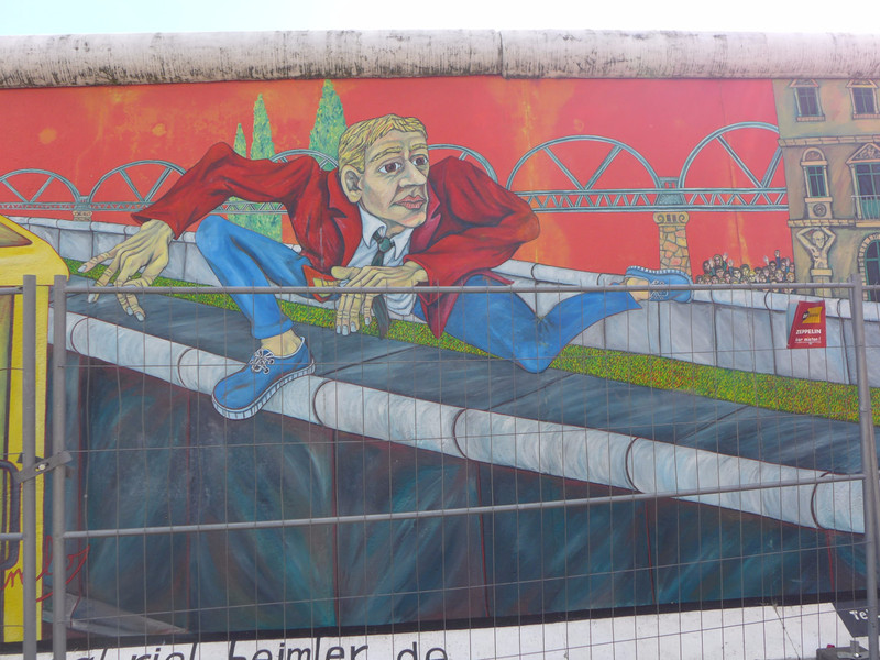 Street art view of escaping DDR