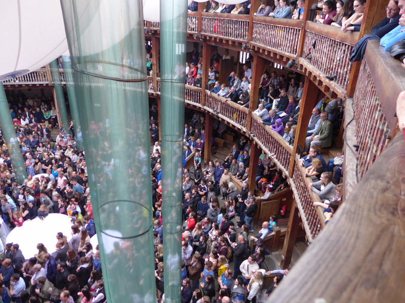 A snatched view of the galleries of the Globe Theatre