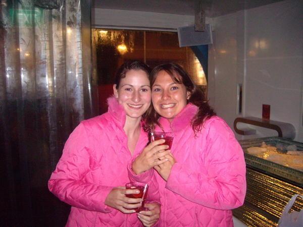 Pink Puffas at The Ice Bar
