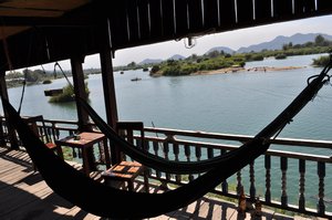 Our balcony: hammocks and the Mekong!