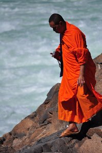 A monk at the big falls
