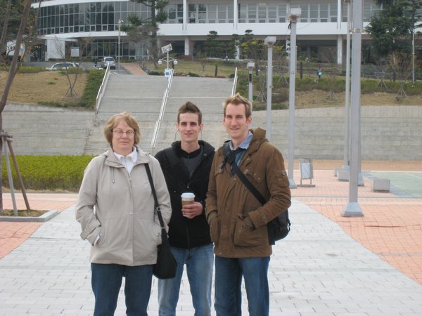 Christine, Chris and Mike in front of Pusan National University