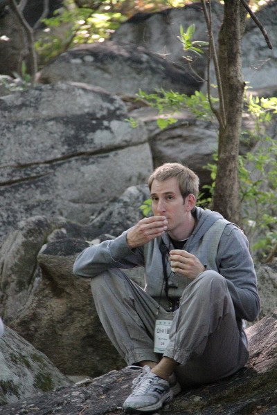 Mike enjoying some tea by the little river