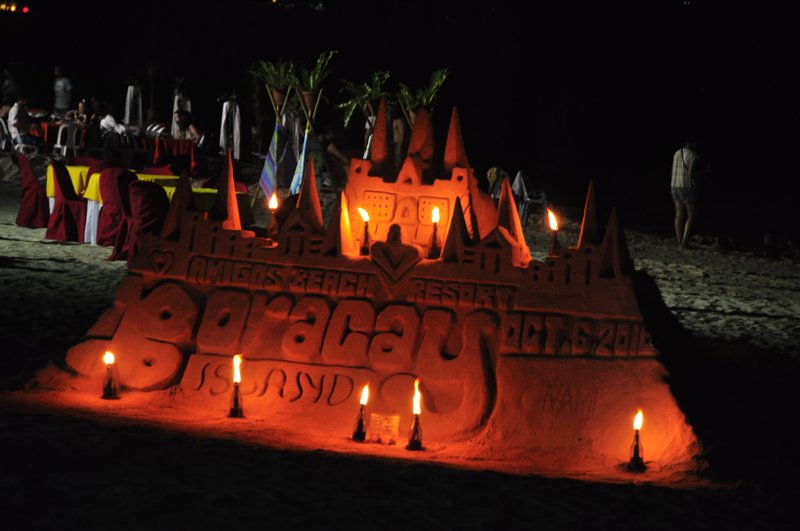 Nighttime sand castle