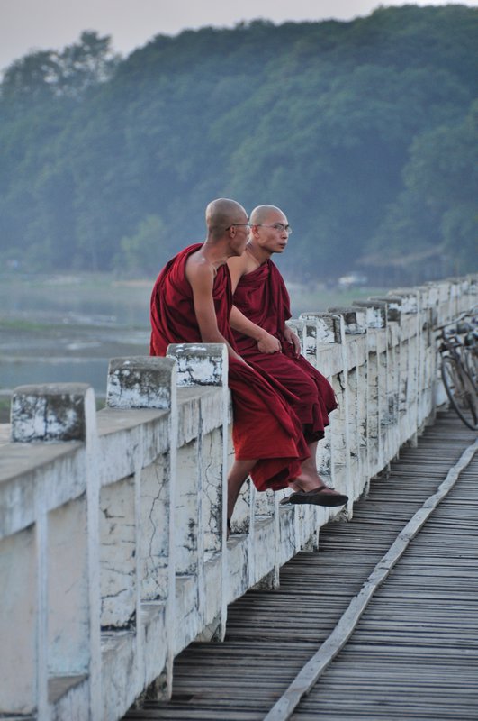 Monks on U Bein's Bridge