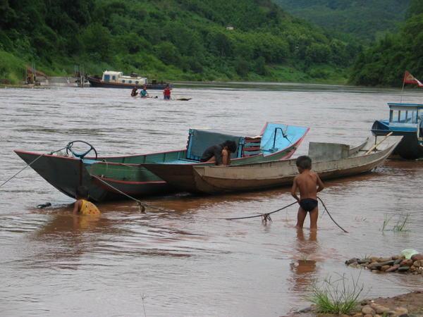 Boys fishing in Muang Kua