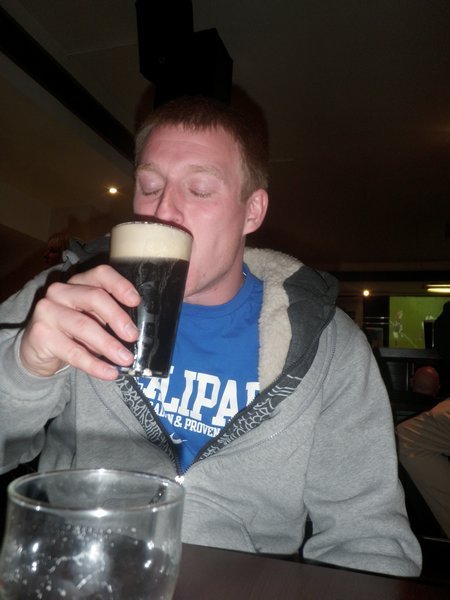 Justin enjoying his first Guinness ever!