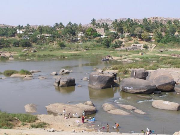 Washing In The Hampi Ghats