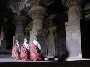 Ellora: Praying Monks