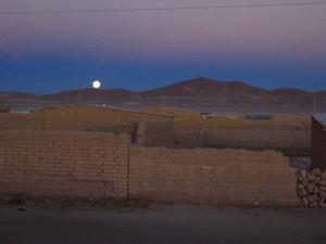 The Moon Peeps Over the Hills Outside Uyuni