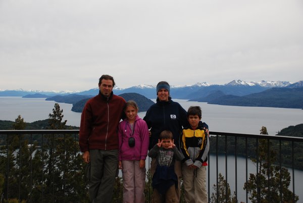 My family in beautiful view point near Bariloche, Argentina
